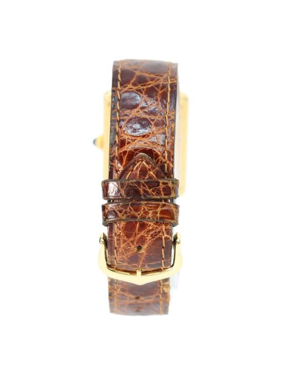 Cartier 925 Must Tank Vermeil LM Ivory Dial Quartz Brown Leather main image 5